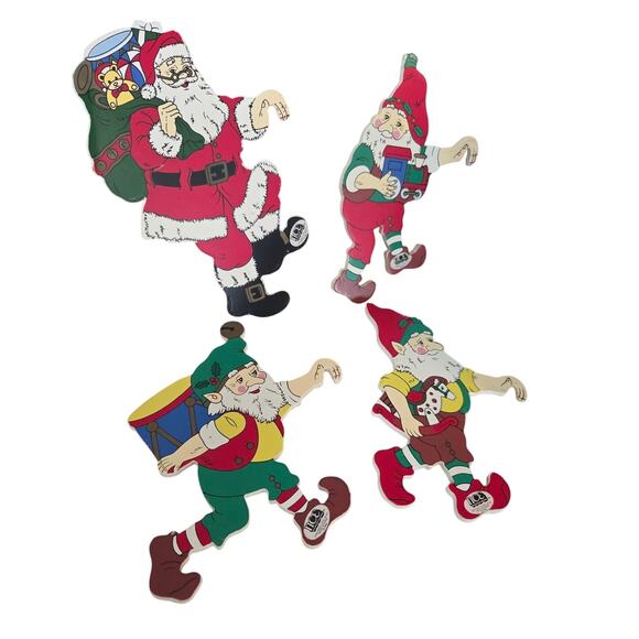 Vintage Lot 4 Wood Elves Santa Christmas Ladder Climber NCE 90s Replacement - Picture 1 of 9